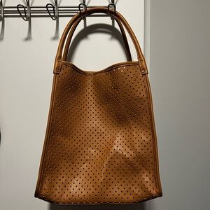 Chic Tan Perforated Tote Bag